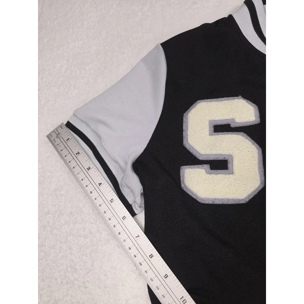 Massmode Varsity Short Sleeve Jacket Black/Gray Size Large 